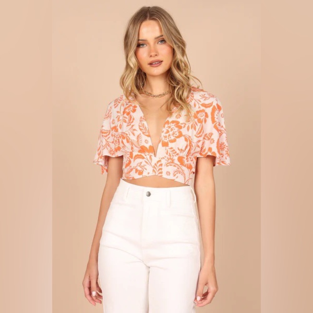 Petal & Pup Orange Tie Blouse XL